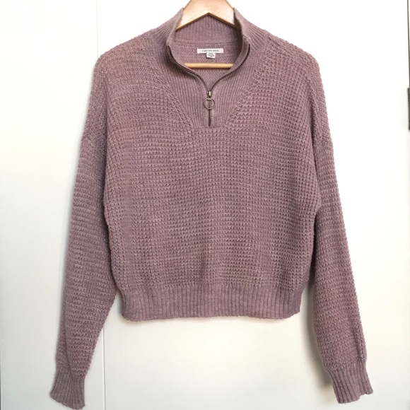 🦅 AMERICAN EAGLE 🧶 Waffle Knit 3/4 Zip Sweater - Picture 2 of 7